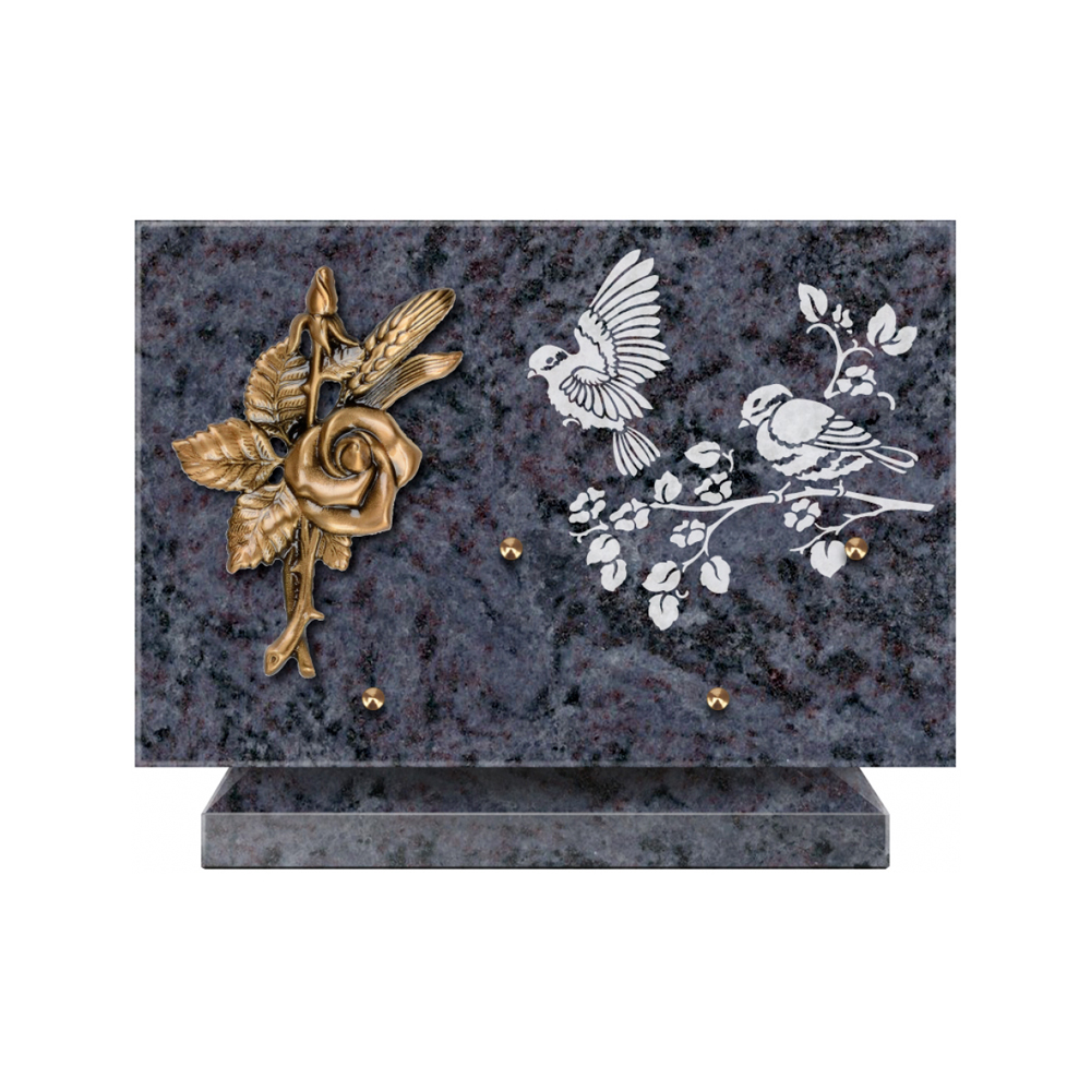 Plaque funéraire Rectangle 3 Granit Sablé 30x20 – Plaques Funéraires Créations® – vue complémentaire
