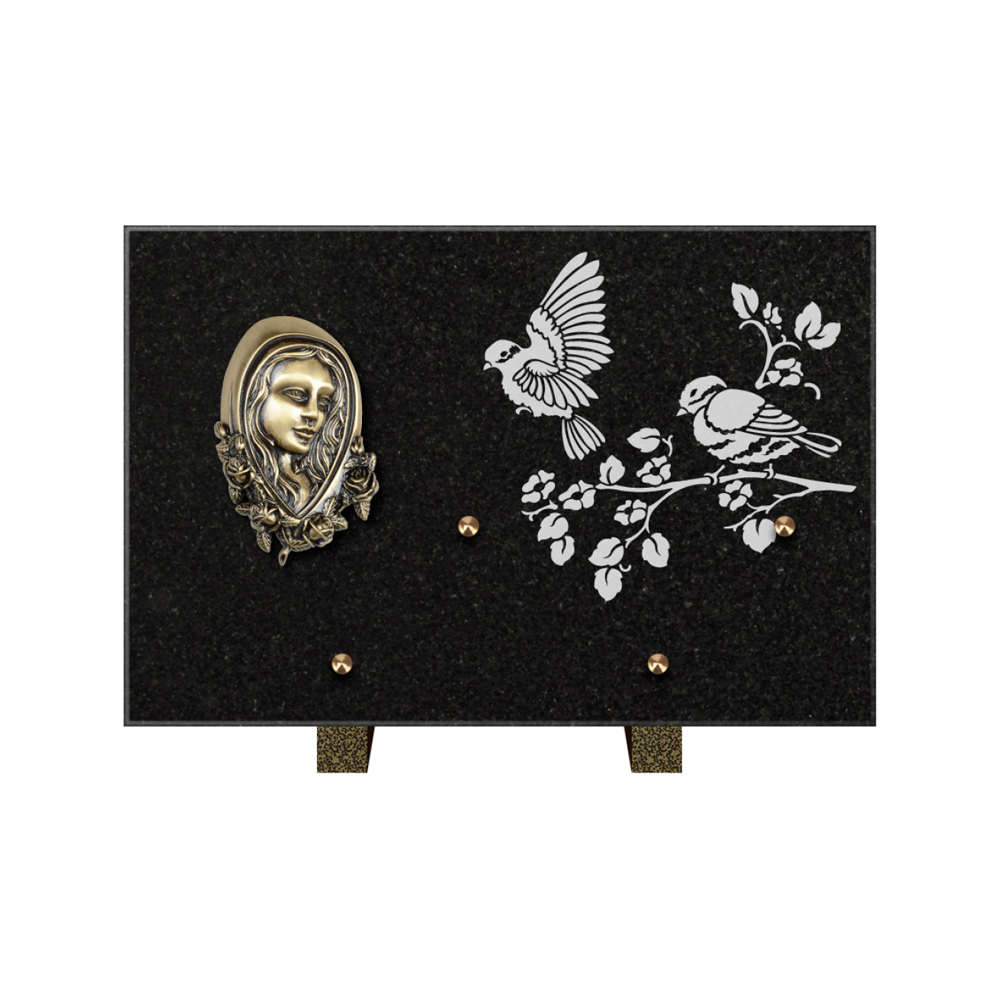 Plaque funéraire Rectangle 3 Granit Sablé 30x20 – Plaques Funéraires Créations® – vue complémentaire