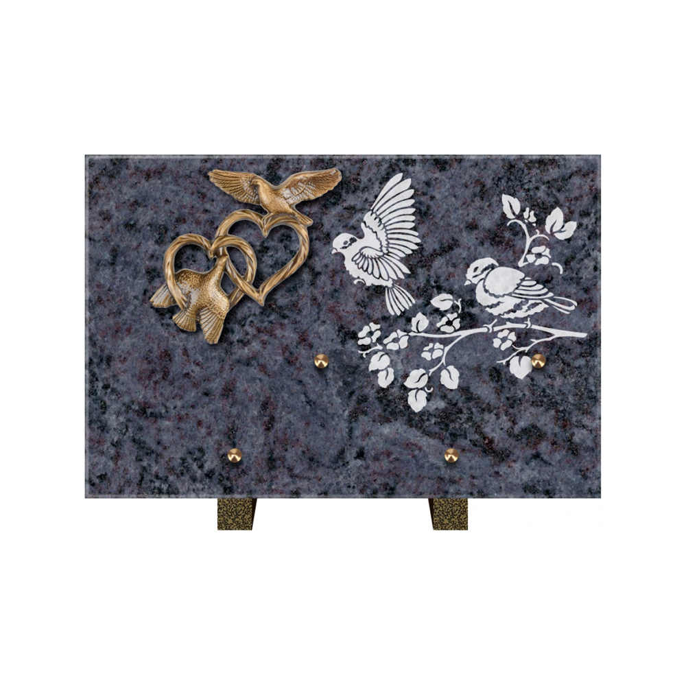 Plaque funéraire Rectangle 3 Granit Sablé 30x20 – Plaques Funéraires Créations® – vue complémentaire
