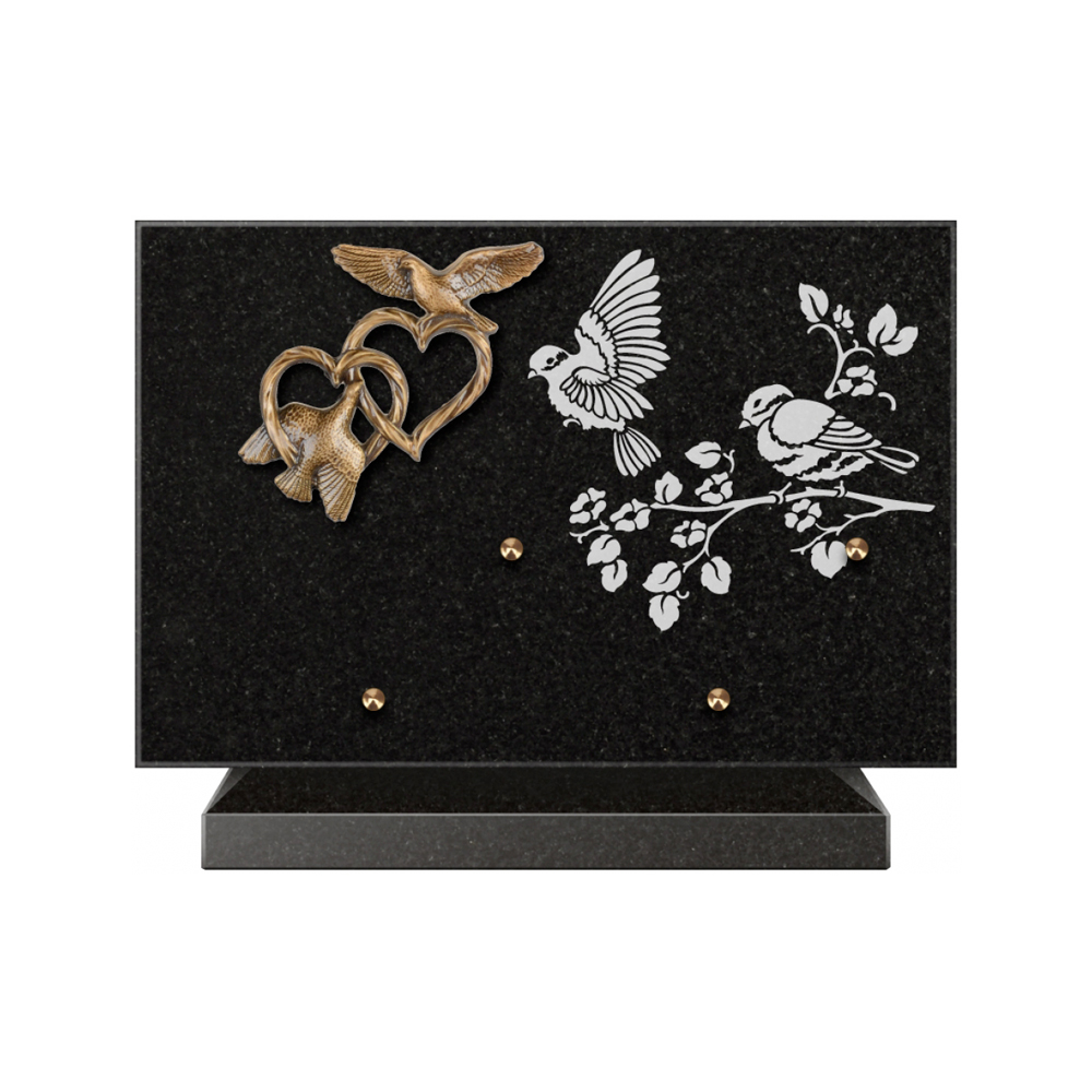 Plaque funéraire Rectangle 3 Granit Sablé 30x20 – Plaques Funéraires Créations® – vue complémentaire