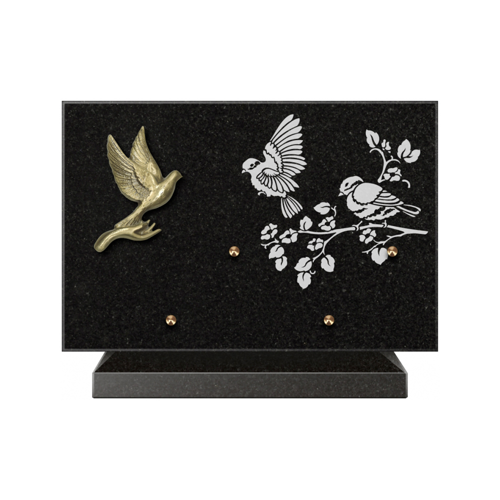 Plaque funéraire Rectangle 3 Granit Sablé 30x20 – Plaques Funéraires Créations® – vue complémentaire