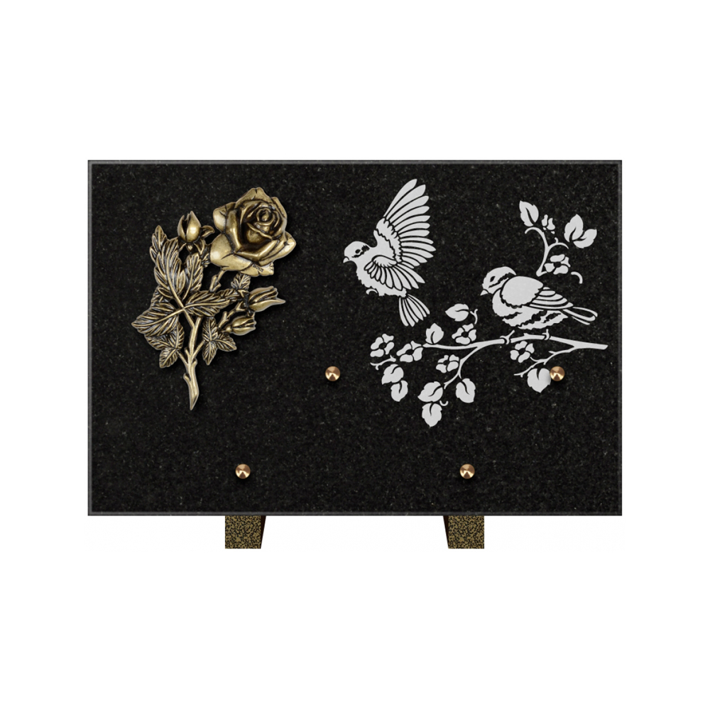 Plaque funéraire Rectangle 3 Granit Sablé 30x20 – Plaques Funéraires Créations® – vue complémentaire