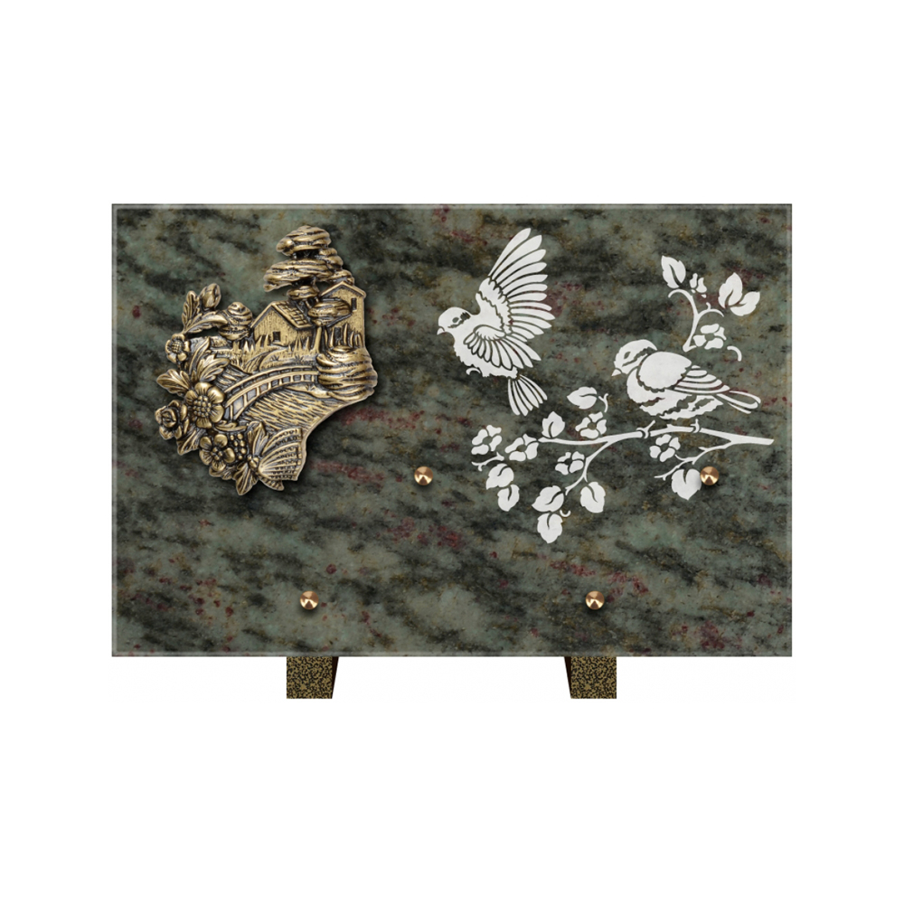 Plaque funéraire Rectangle 3 Granit Sablé 30x20 – Plaques Funéraires Créations® – vue complémentaire