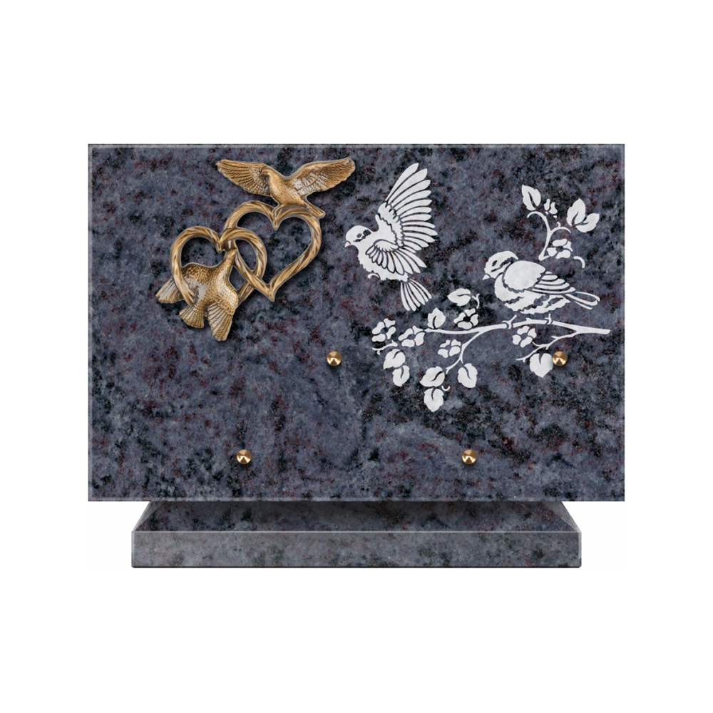 Plaque funéraire Rectangle 3 Granit Sablé 30x20 – Plaques Funéraires Créations® – vue complémentaire