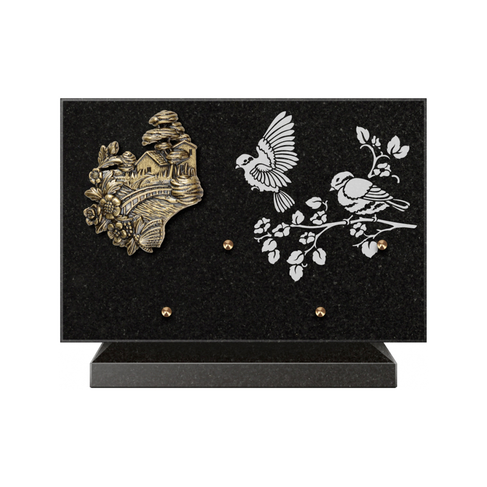 Plaque funéraire Rectangle 3 Granit Sablé 30x20 – Plaques Funéraires Créations® – vue complémentaire