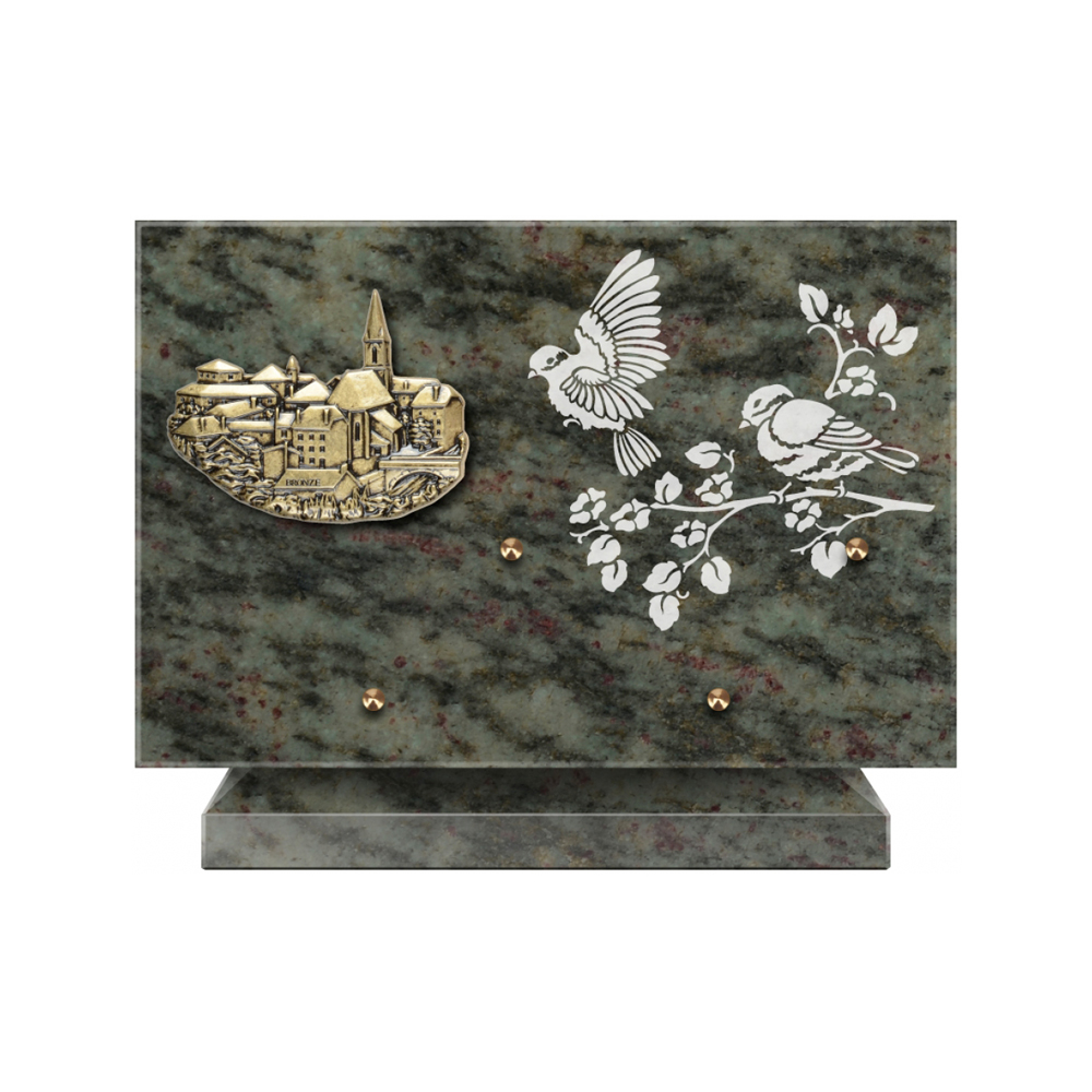 Plaque funéraire Rectangle 3 Granit Sablé 30x20 – Plaques Funéraires Créations® – vue complémentaire