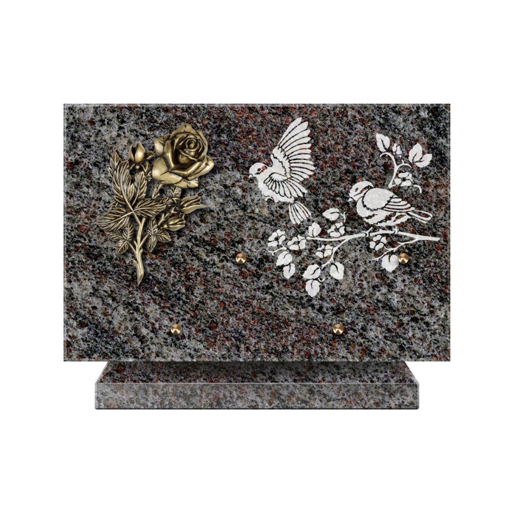 Plaque funéraire Rectangle 3 Granit Sablé 30x20 – Plaques Funéraires Créations® – vue complémentaire