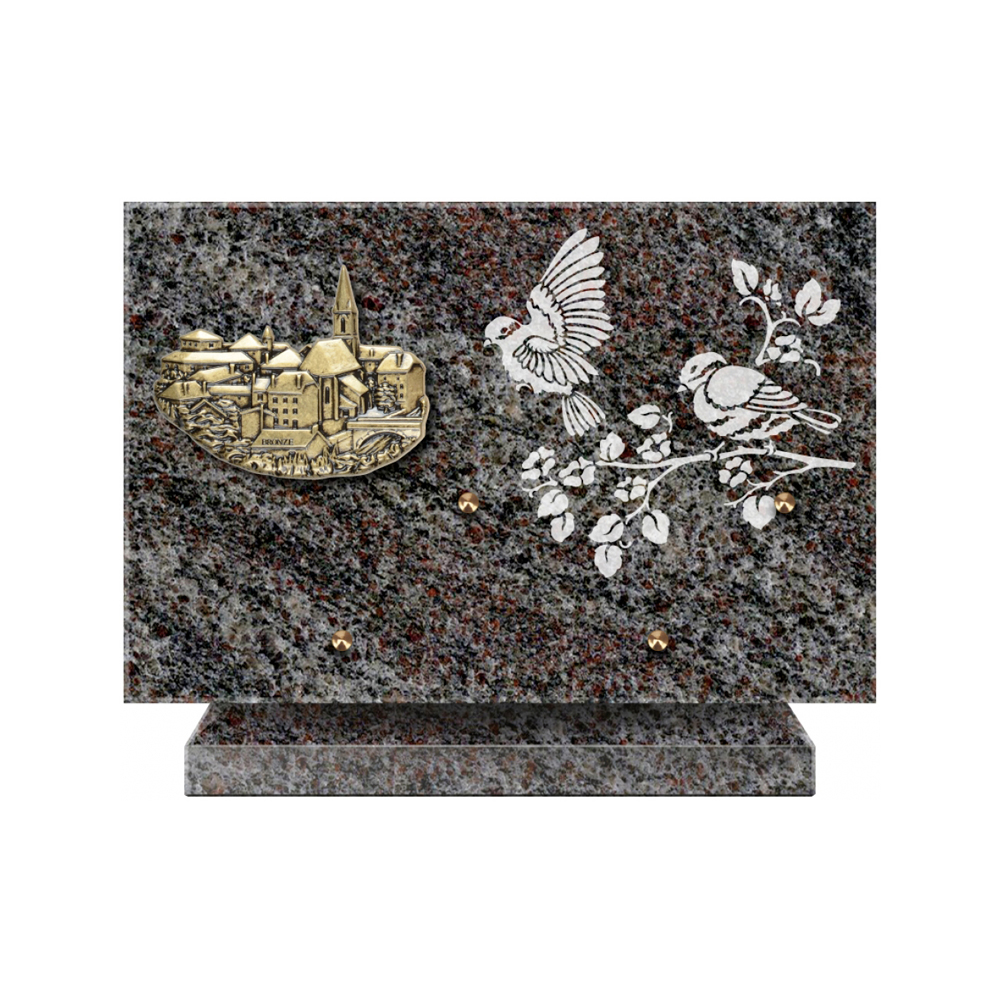 Plaque funéraire Rectangle 3 Granit Sablé 30x20 – Plaques Funéraires Créations® – vue complémentaire