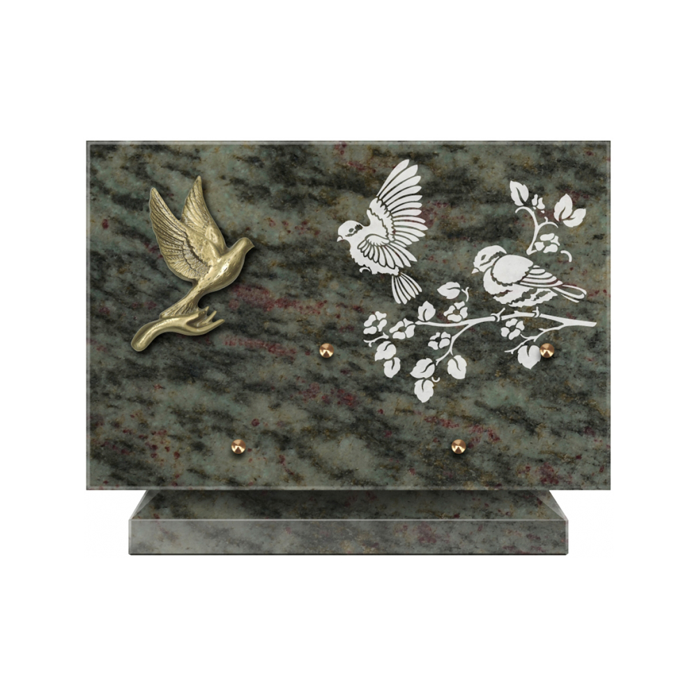 Plaque funéraire Rectangle 3 Granit Sablé 30x20 – Plaques Funéraires Créations® – vue complémentaire