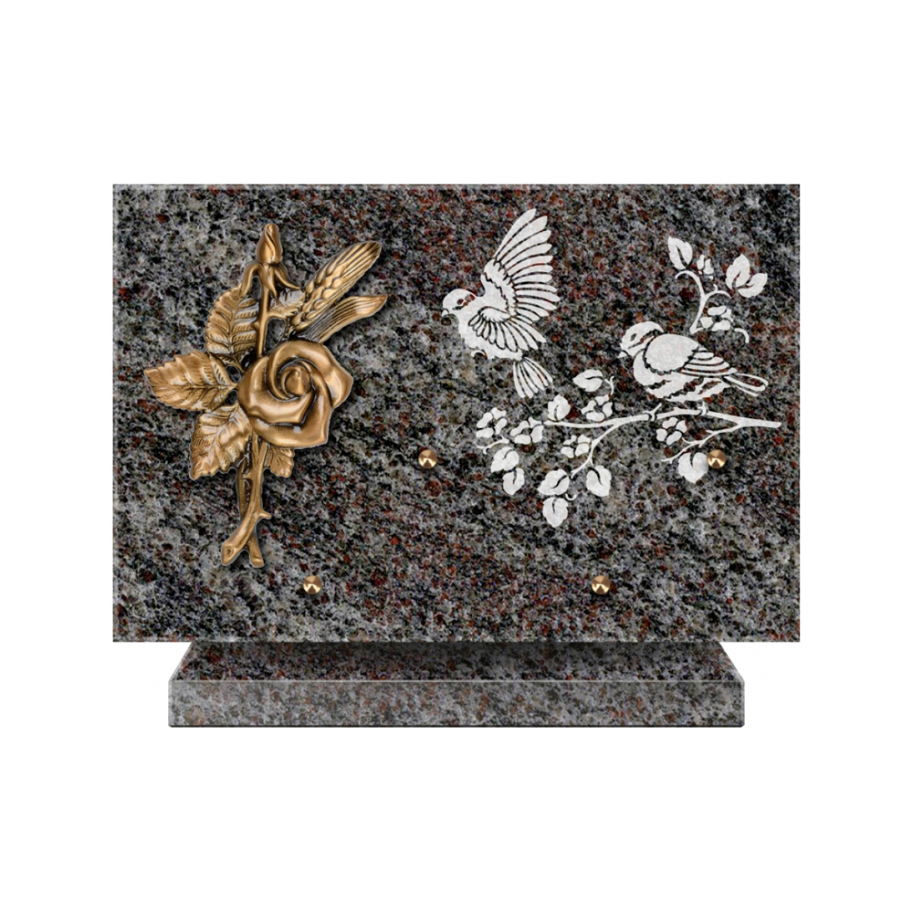 Plaque funéraire Rectangle 3 Granit Sablé 30x20 – Plaques Funéraires Créations® – vue complémentaire