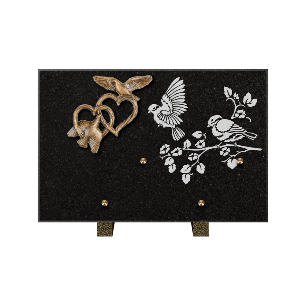 Plaque funéraire Rectangle 3 Granit Sablé 30x20 – Plaques Funéraires Créations® – vue complémentaire