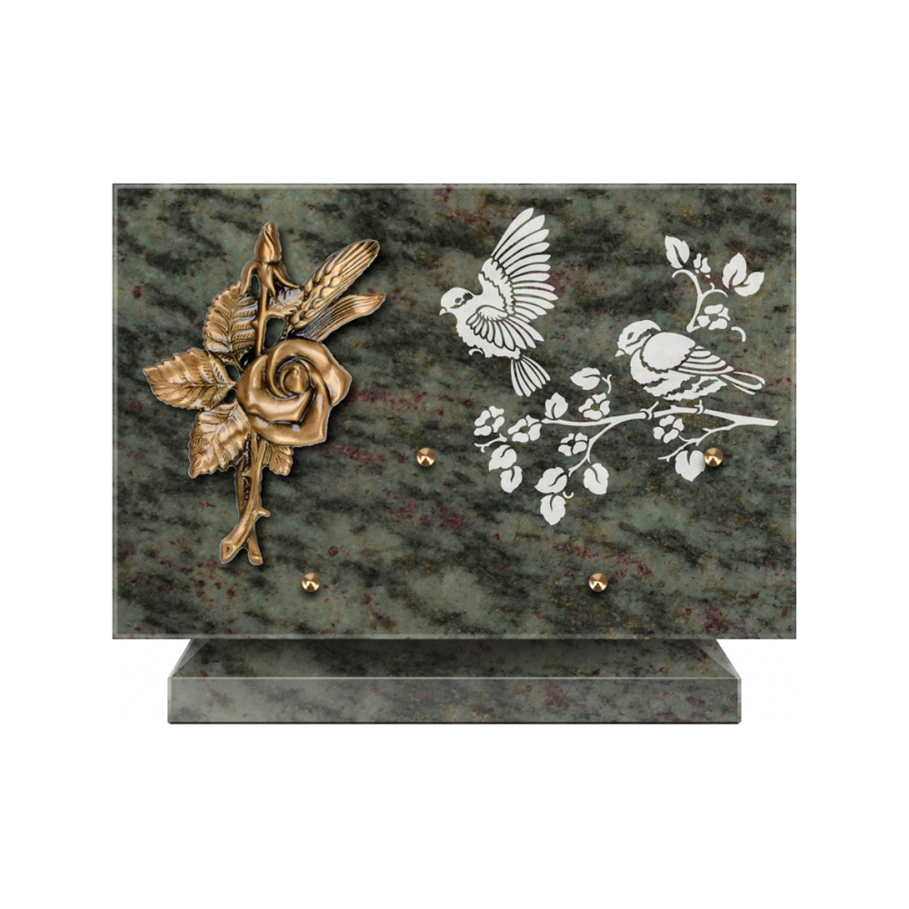 Plaque funéraire Rectangle 3 Granit Sablé 30x20 – Plaques Funéraires Créations® – vue complémentaire
