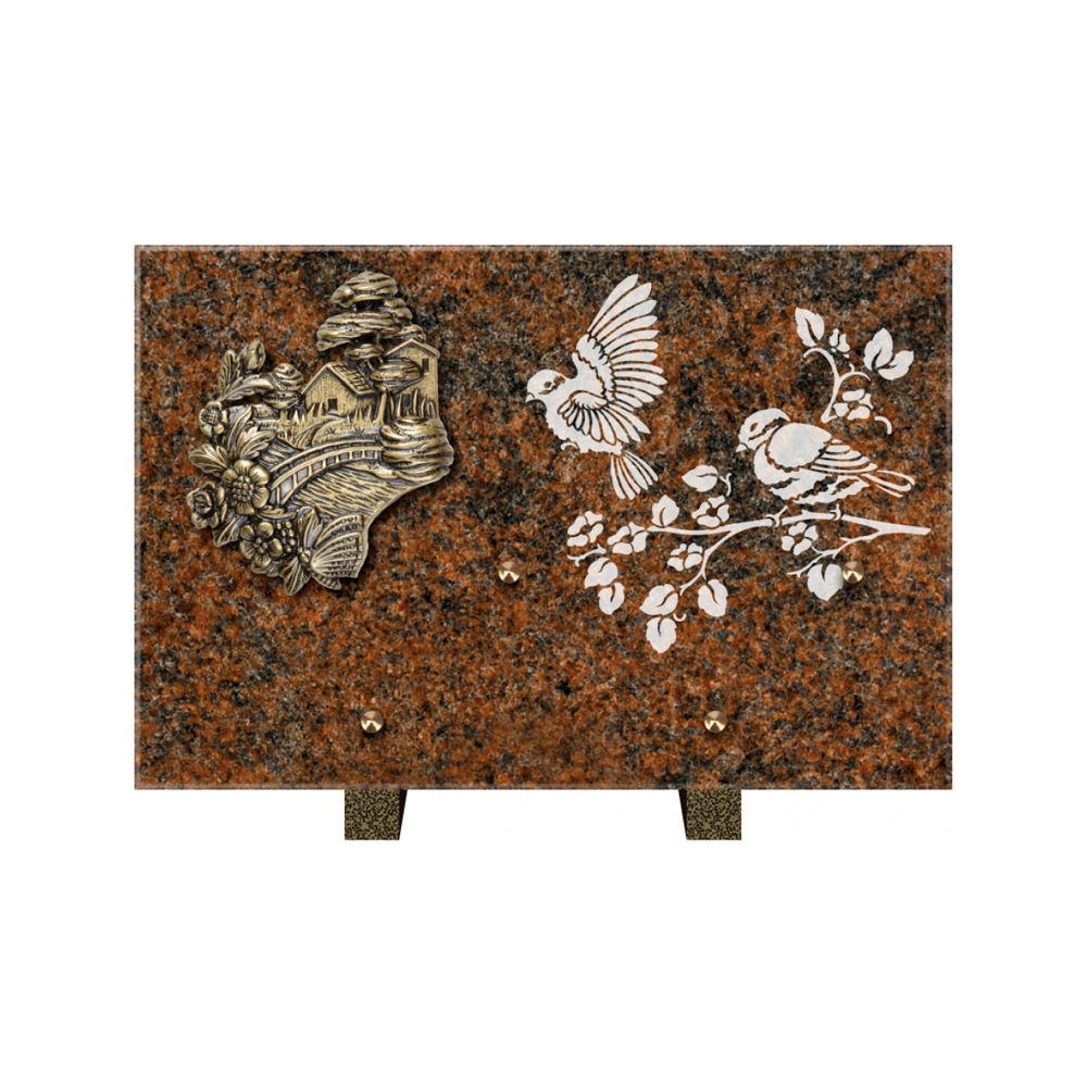 Plaque funéraire Rectangle 3 Granit Sablé 30x20 – Plaques Funéraires Créations® – vue complémentaire