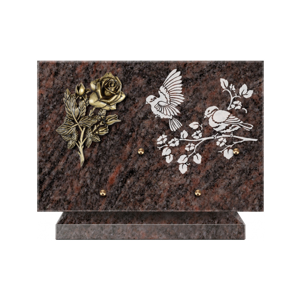 Plaque funéraire Rectangle 3 Granit Sablé 30x20 – Plaques Funéraires Créations® – vue complémentaire