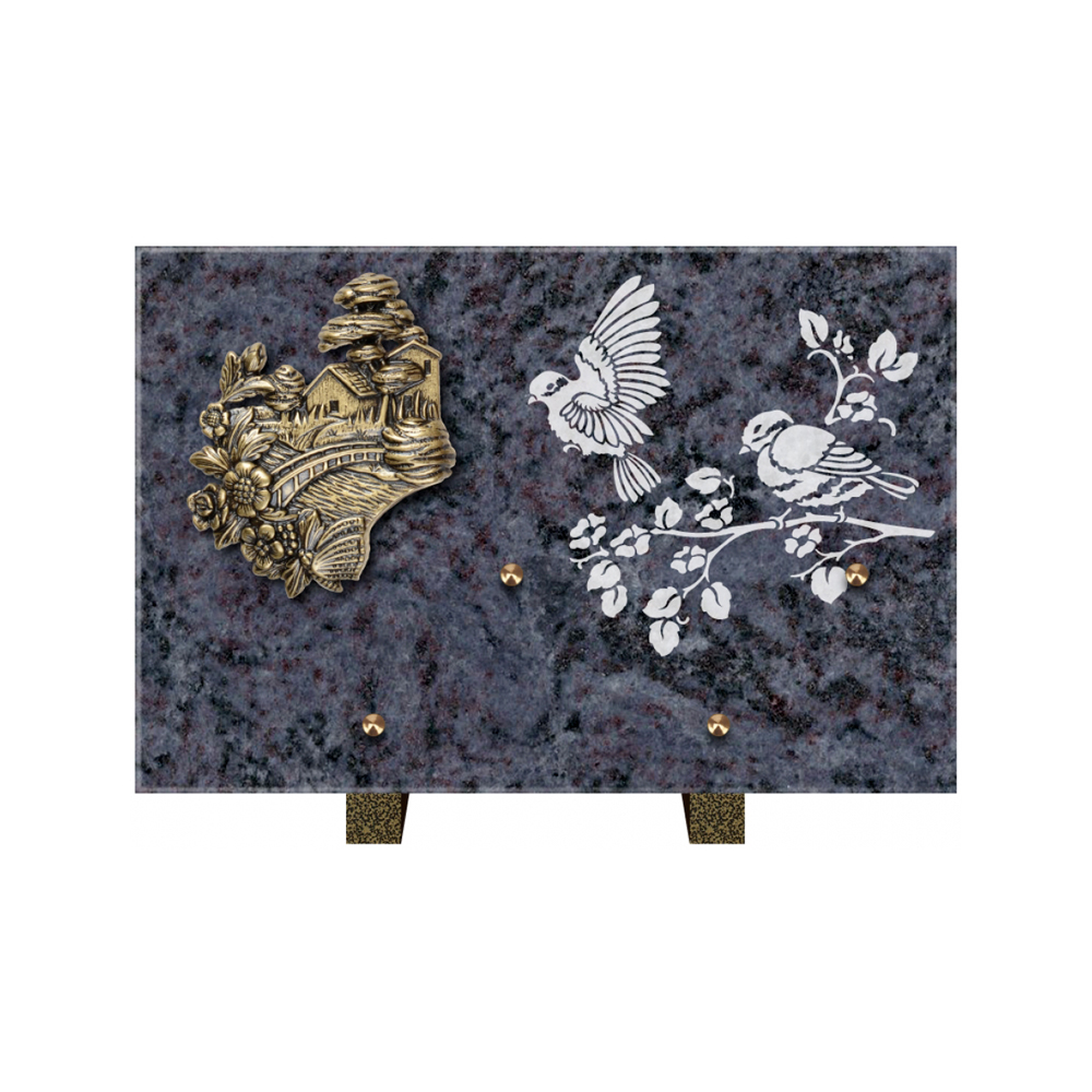 Plaque funéraire Rectangle 3 Granit Sablé 30x20 – Plaques Funéraires Créations® – vue complémentaire
