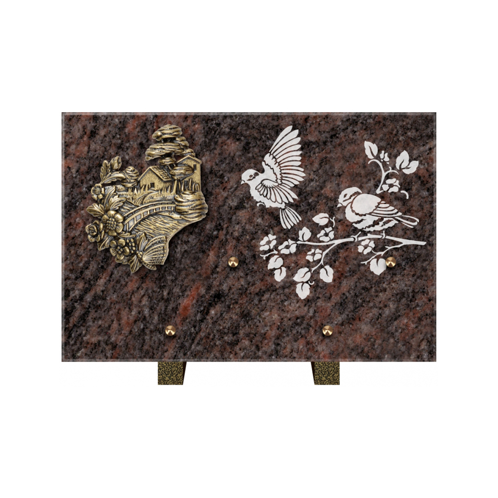 Plaque funéraire Rectangle 3 Granit Sablé 30x20 – Plaques Funéraires Créations® – vue complémentaire