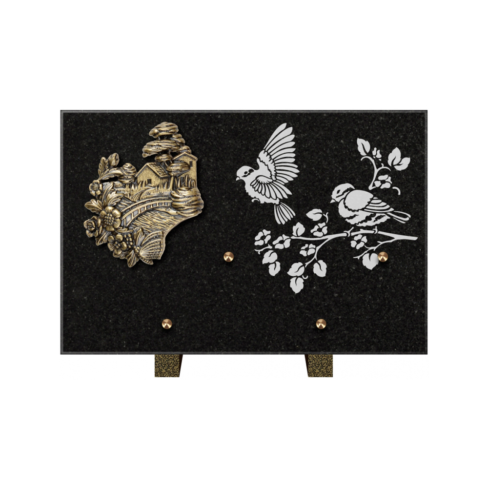 Plaque funéraire Rectangle 3 Granit Sablé 30x20 – Plaques Funéraires Créations® – vue complémentaire