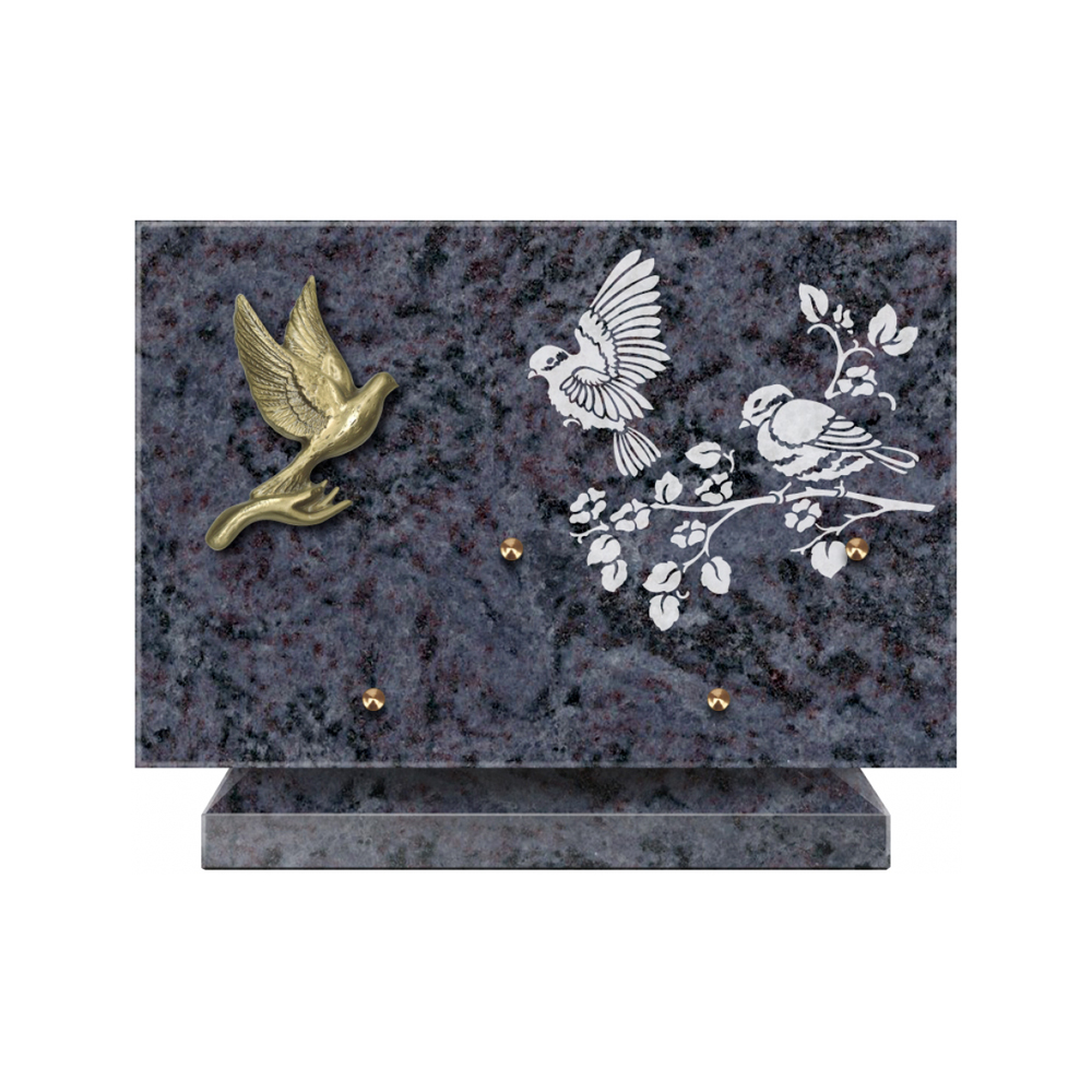 Plaque funéraire Rectangle 3 Granit Sablé 30x20 – Plaques Funéraires Créations® – vue complémentaire