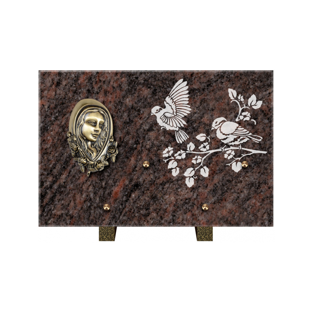 Plaque funéraire Rectangle 3 Granit Sablé 30x20 – Plaques Funéraires Créations® – vue complémentaire