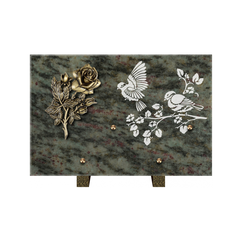 Plaque funéraire Rectangle 3 Granit Sablé 30x20 – Plaques Funéraires Créations® – vue complémentaire