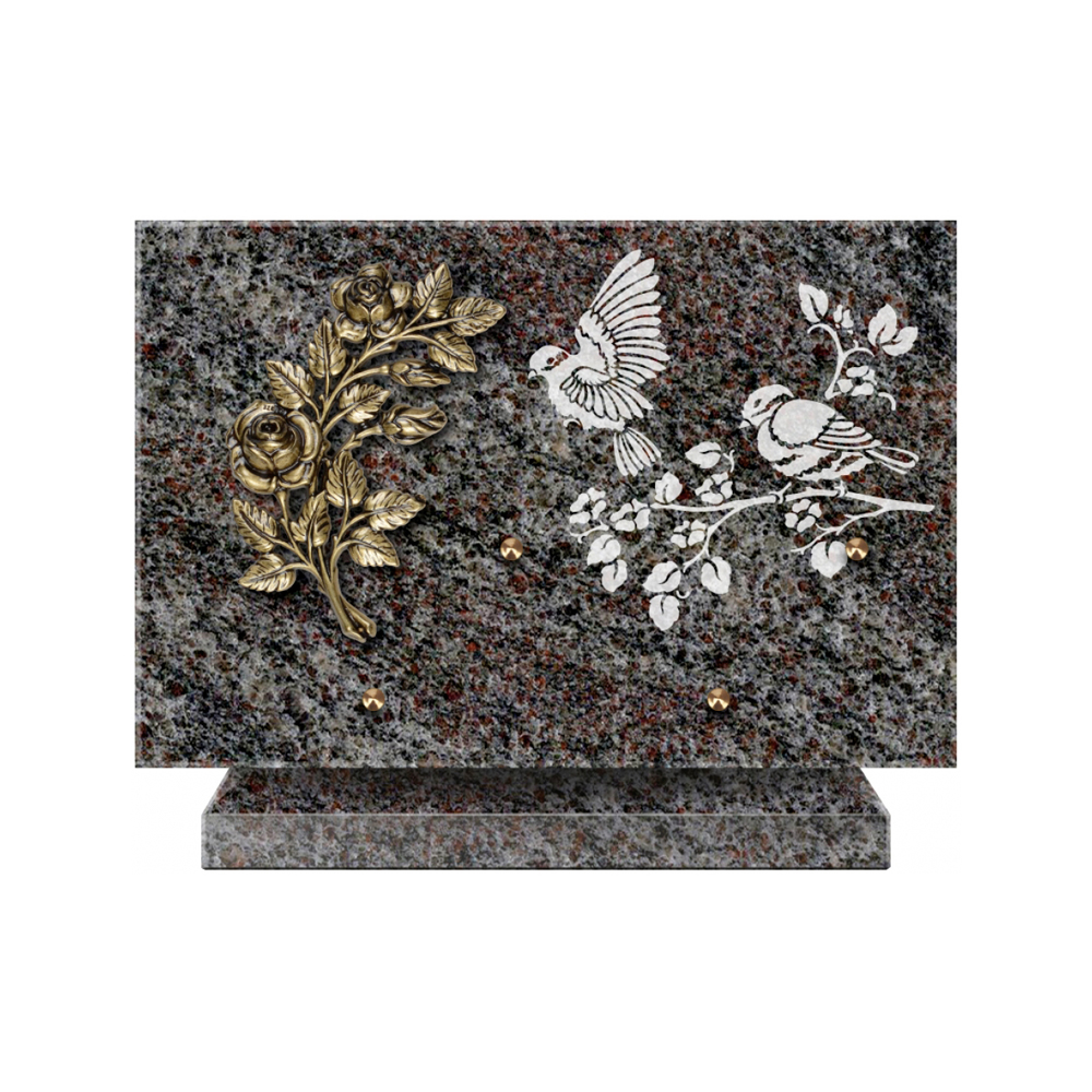 Plaque funéraire Rectangle 3 Granit Sablé 30x20 – Plaques Funéraires Créations® – vue complémentaire