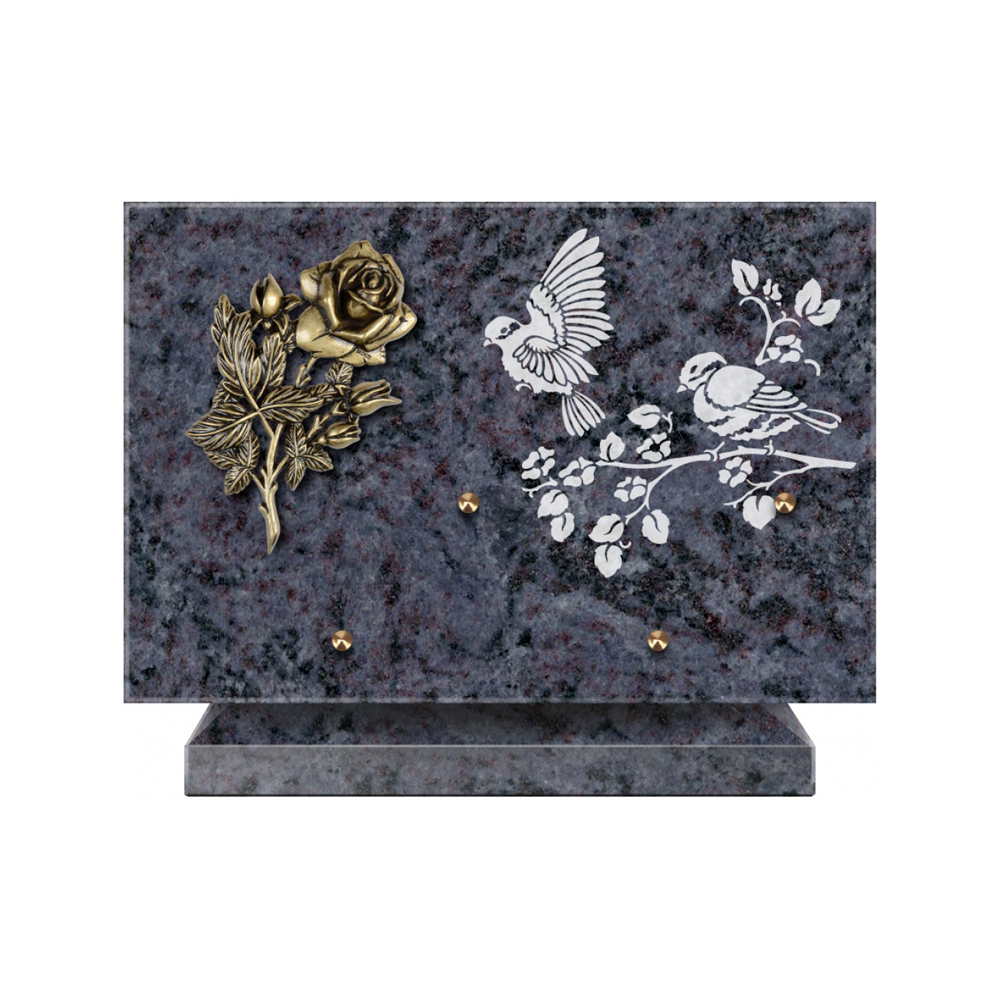 Plaque funéraire Rectangle 3 Granit Sablé 30x20 – Plaques Funéraires Créations® – vue complémentaire