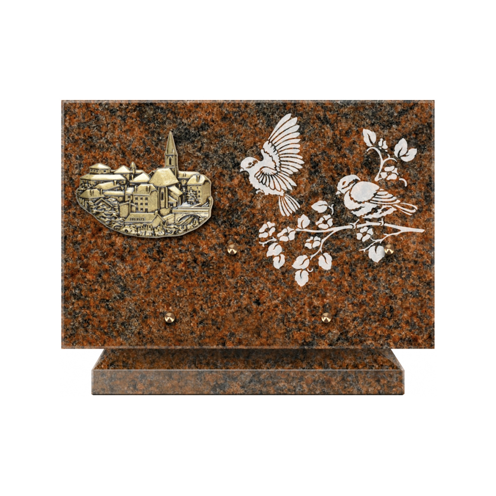 Plaque funéraire Rectangle 3 Granit Sablé 30x20 – Plaques Funéraires Créations® – vue complémentaire