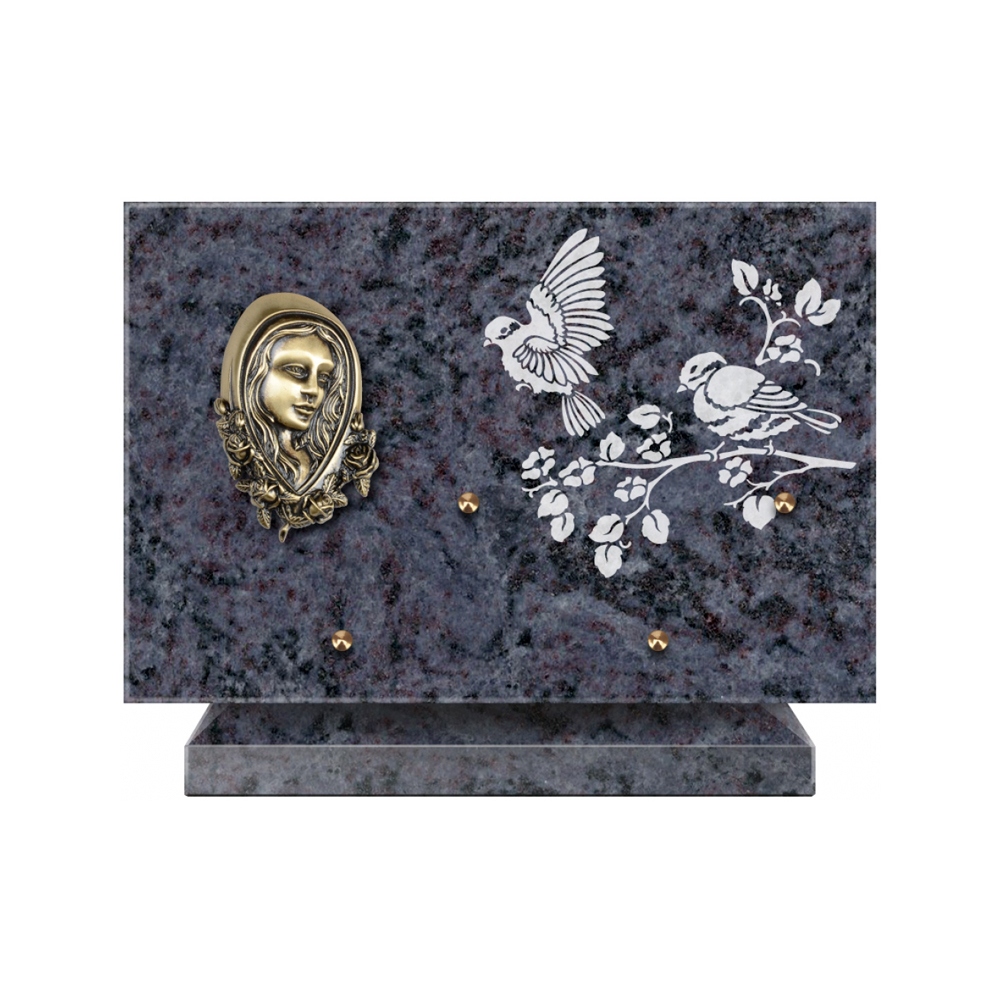 Plaque funéraire Rectangle 3 Granit Sablé 30x20 – Plaques Funéraires Créations® – vue complémentaire