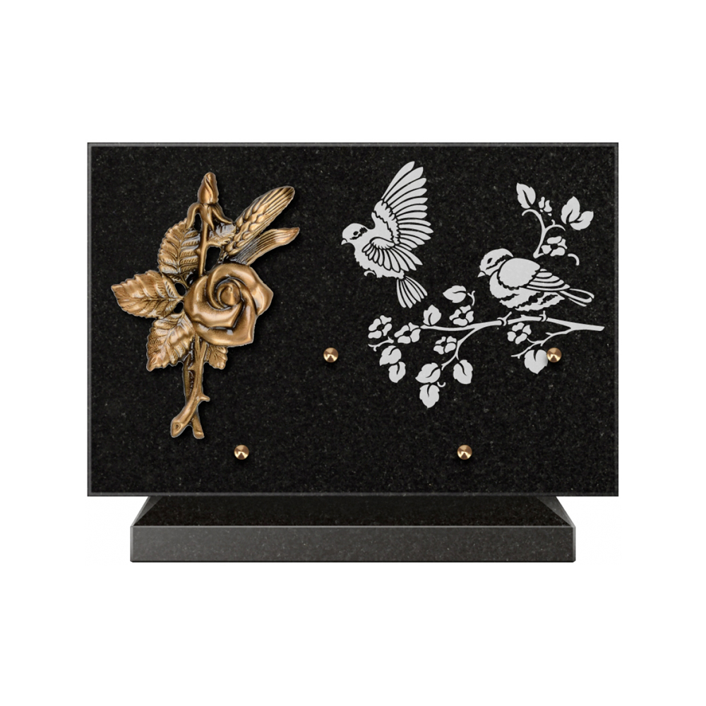 Plaque funéraire Rectangle 3 Granit Sablé 30x20 – Plaques Funéraires Créations® – vue complémentaire