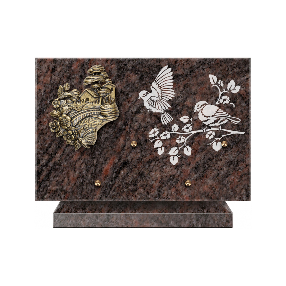 Plaque funéraire Rectangle 3 Granit Sablé 30x20 – Plaques Funéraires Créations® – vue complémentaire