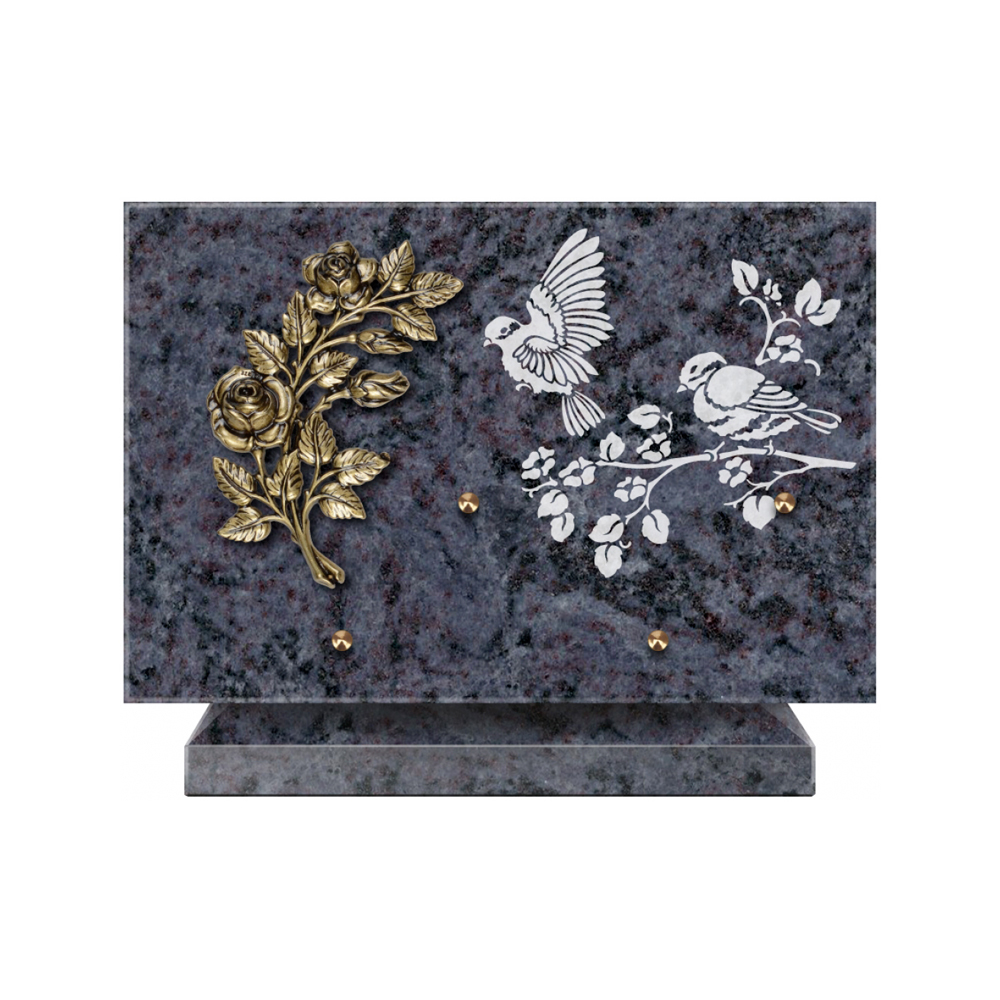 Plaque funéraire Rectangle 3 Granit Sablé 30x20 – Plaques Funéraires Créations® – vue complémentaire
