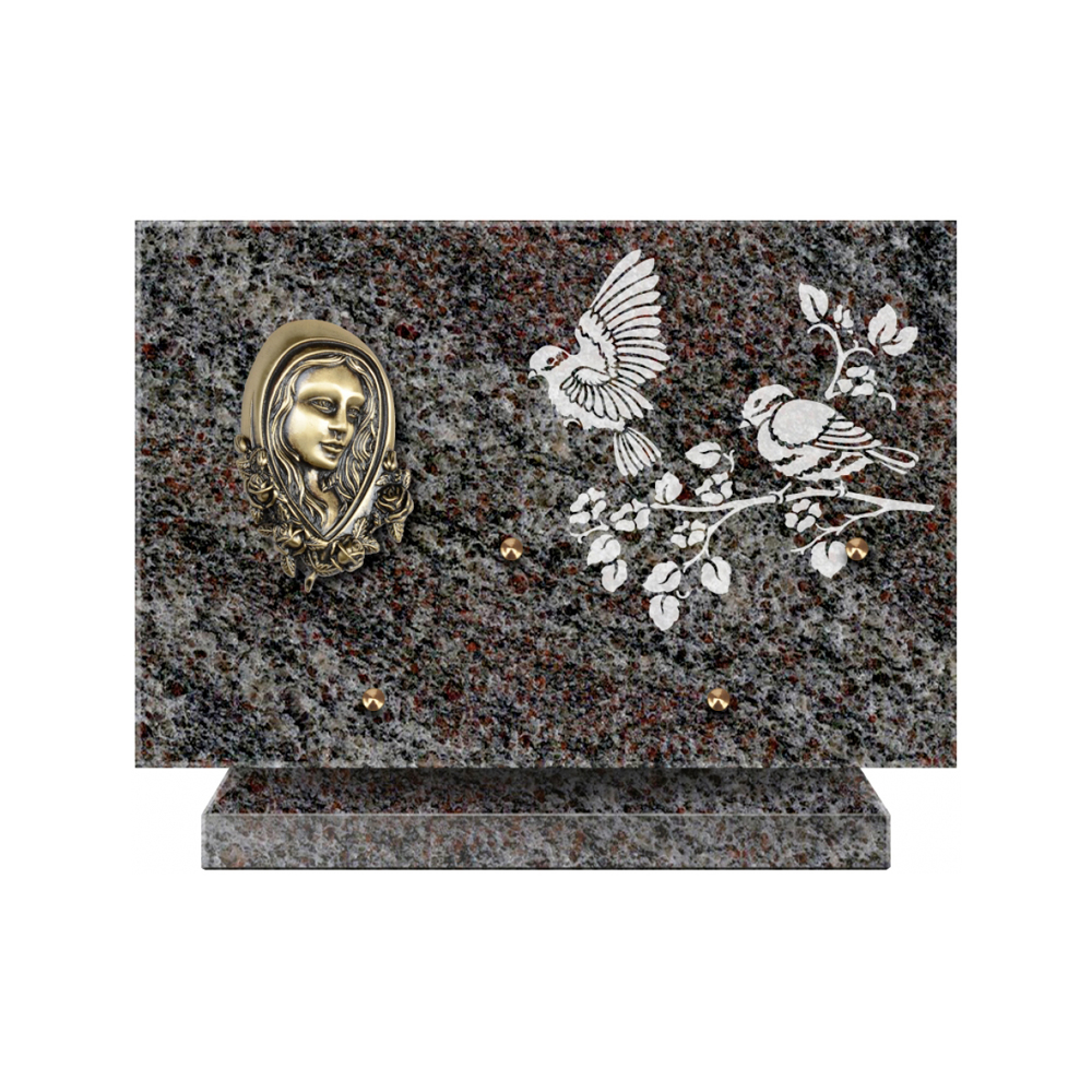 Plaque funéraire Rectangle 3 Granit Sablé 30x20 – Plaques Funéraires Créations® – vue complémentaire