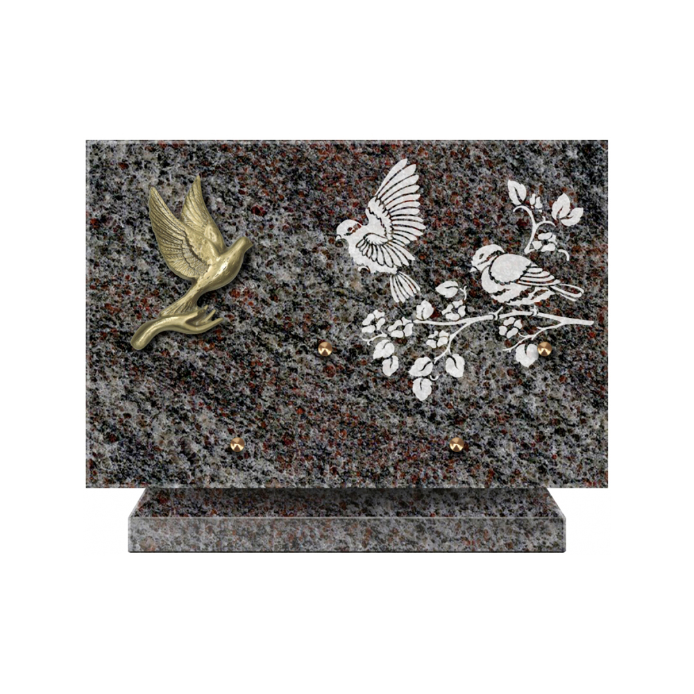 Plaque funéraire Rectangle 3 Granit Sablé 30x20 – Plaques Funéraires Créations® – vue complémentaire