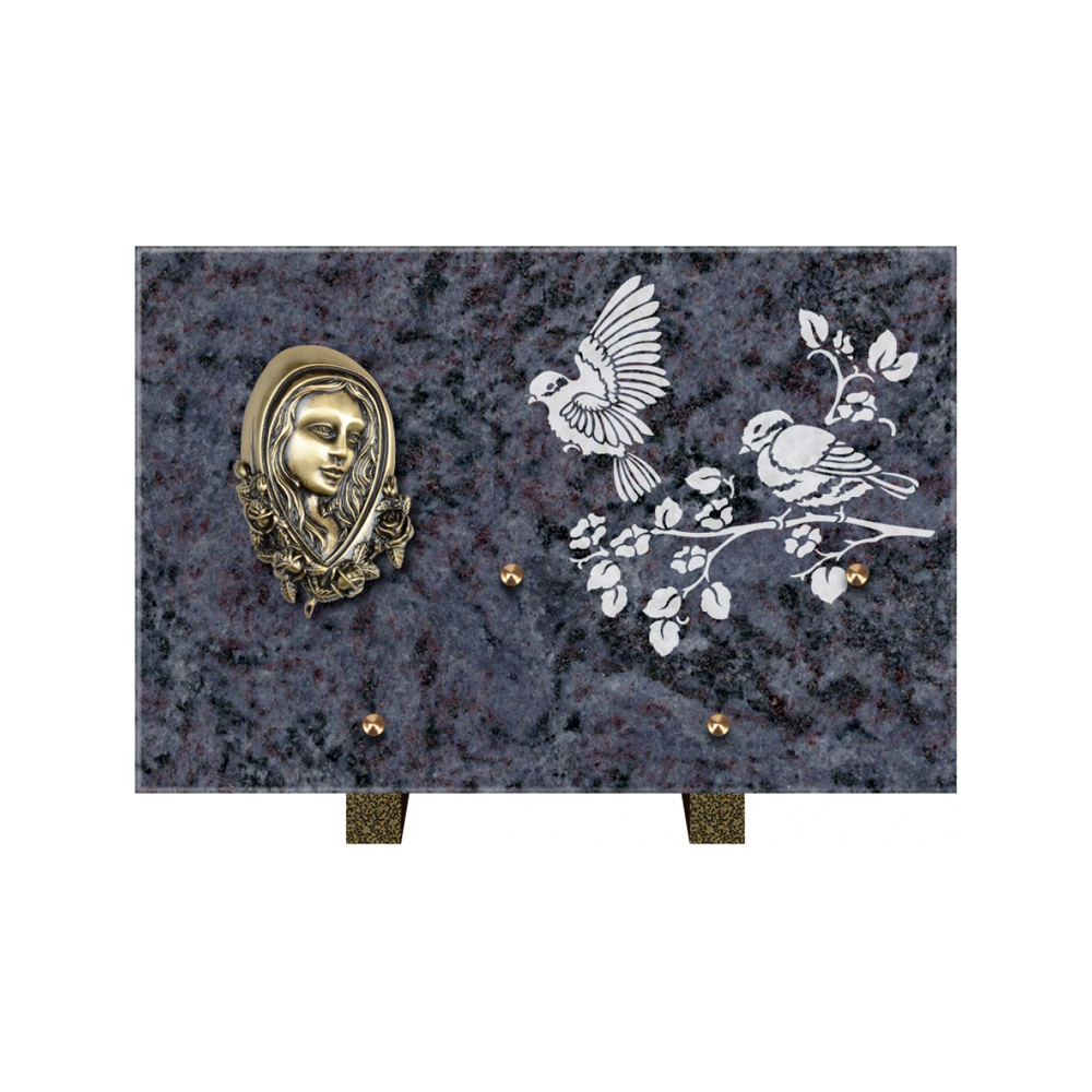 Plaque funéraire Rectangle 3 Granit Sablé 30x20 – Plaques Funéraires Créations® – vue complémentaire