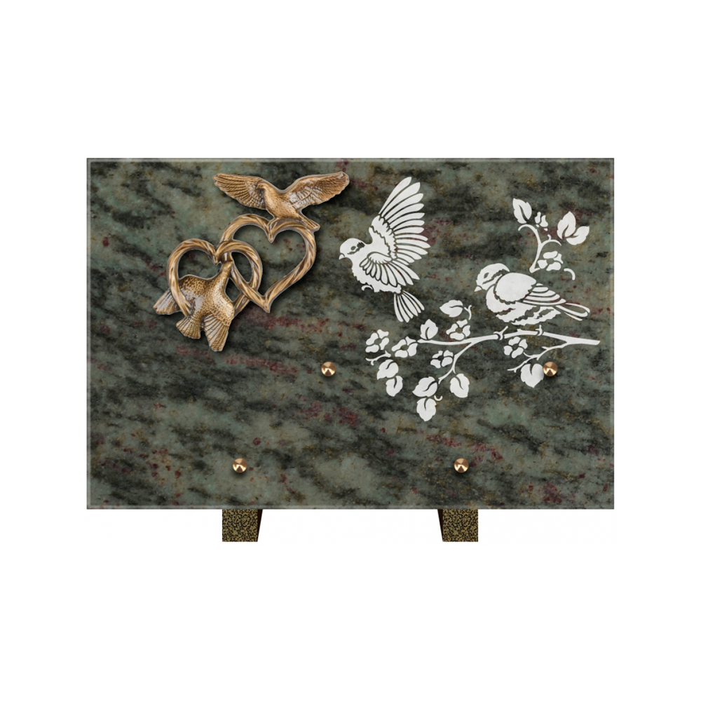 Plaque funéraire Rectangle 3 Granit Sablé 30x20 – Plaques Funéraires Créations® – vue complémentaire