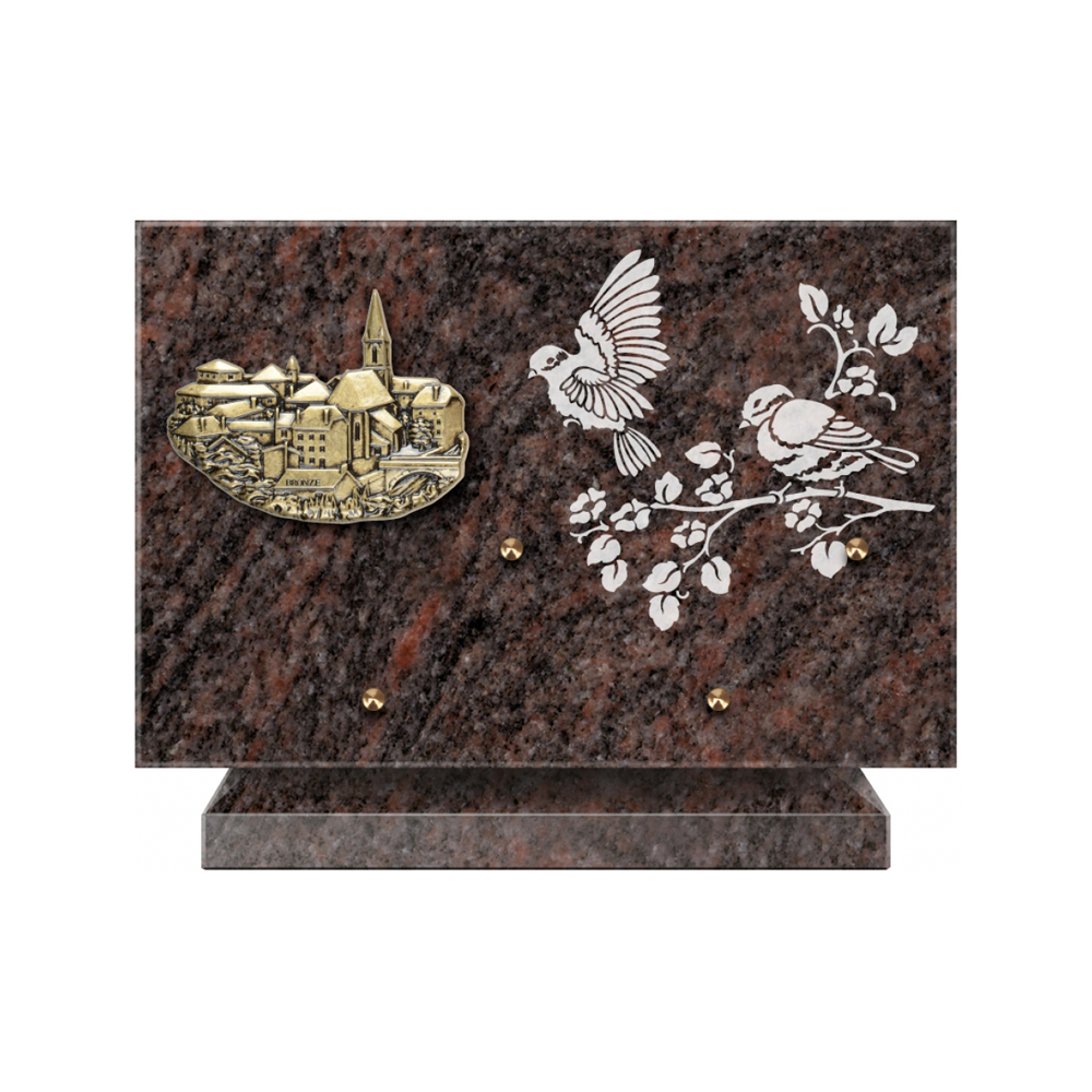 Plaque funéraire Rectangle 3 Granit Sablé 30x20 – Plaques Funéraires Créations® – vue complémentaire