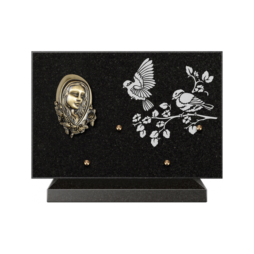 Plaque funéraire Rectangle 3 Granit Sablé 30x20 – Plaques Funéraires Créations® – vue complémentaire