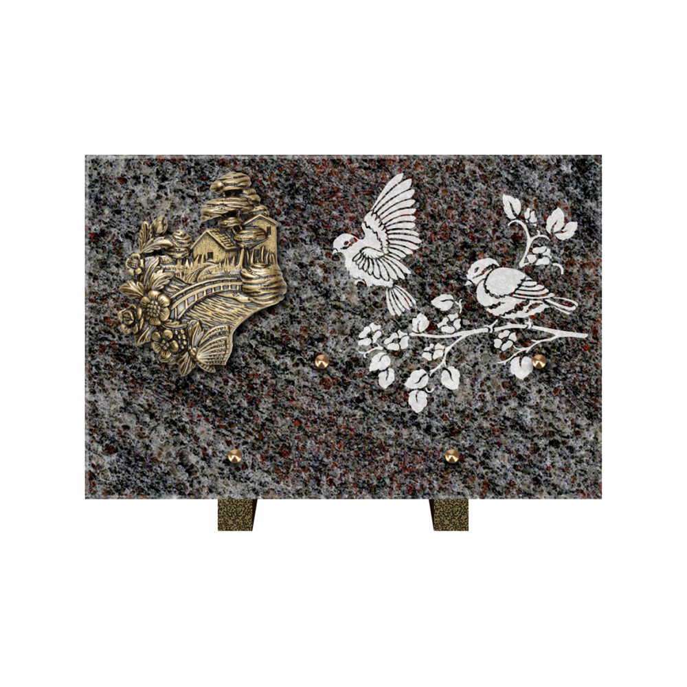 Plaque funéraire Rectangle 3 Granit Sablé 30x20 – Plaques Funéraires Créations® – vue complémentaire