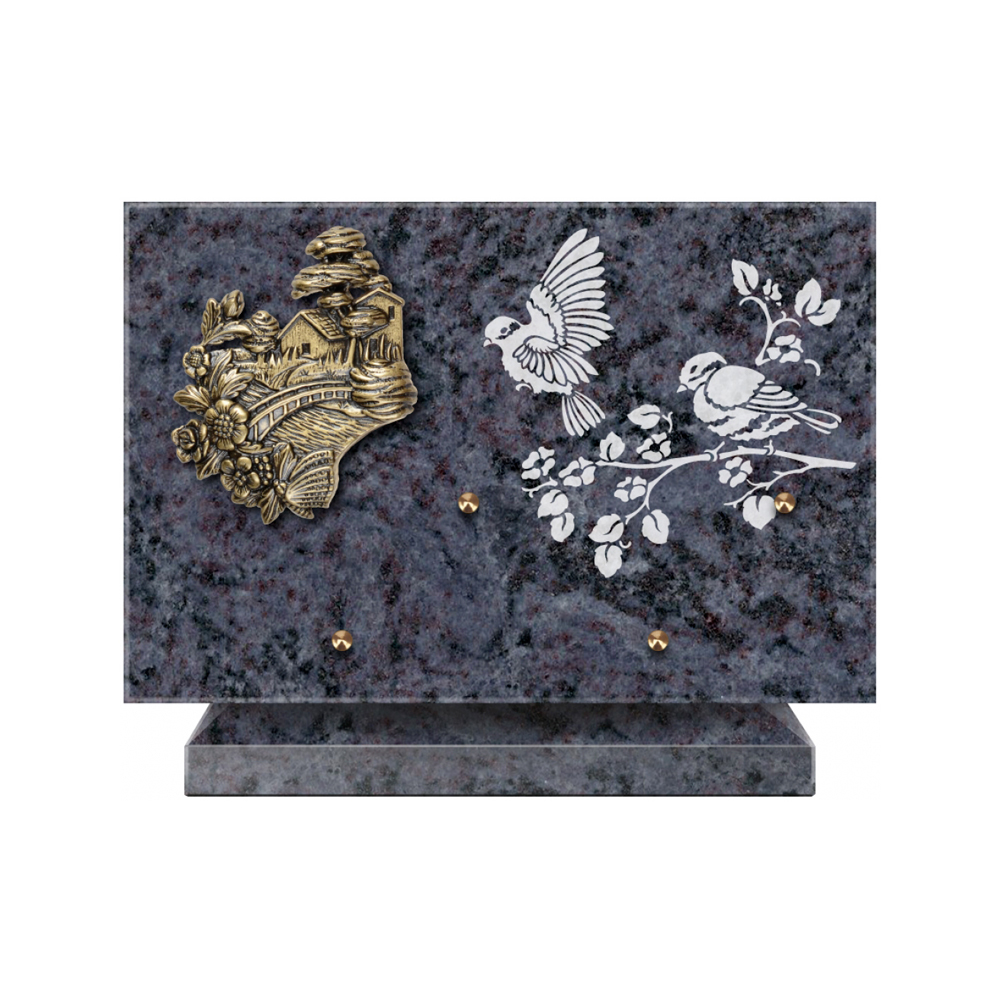 Plaque funéraire Rectangle 3 Granit Sablé 30x20 – Plaques Funéraires Créations® – vue complémentaire