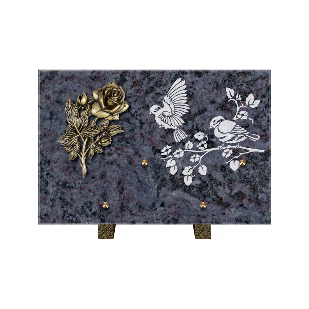 Plaque funéraire Rectangle 3 Granit Sablé 30x20 – Plaques Funéraires Créations® – vue complémentaire