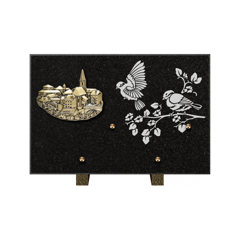 Plaque funéraire Rectangle 3 Granit Sablé 30x20 – Plaques Funéraires Créations® – vue complémentaire