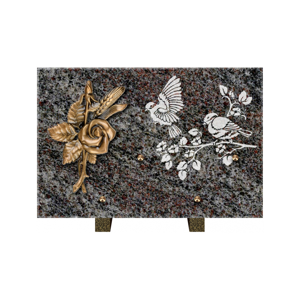 Plaque funéraire Rectangle 3 Granit Sablé 30x20 – Plaques Funéraires Créations® – vue complémentaire