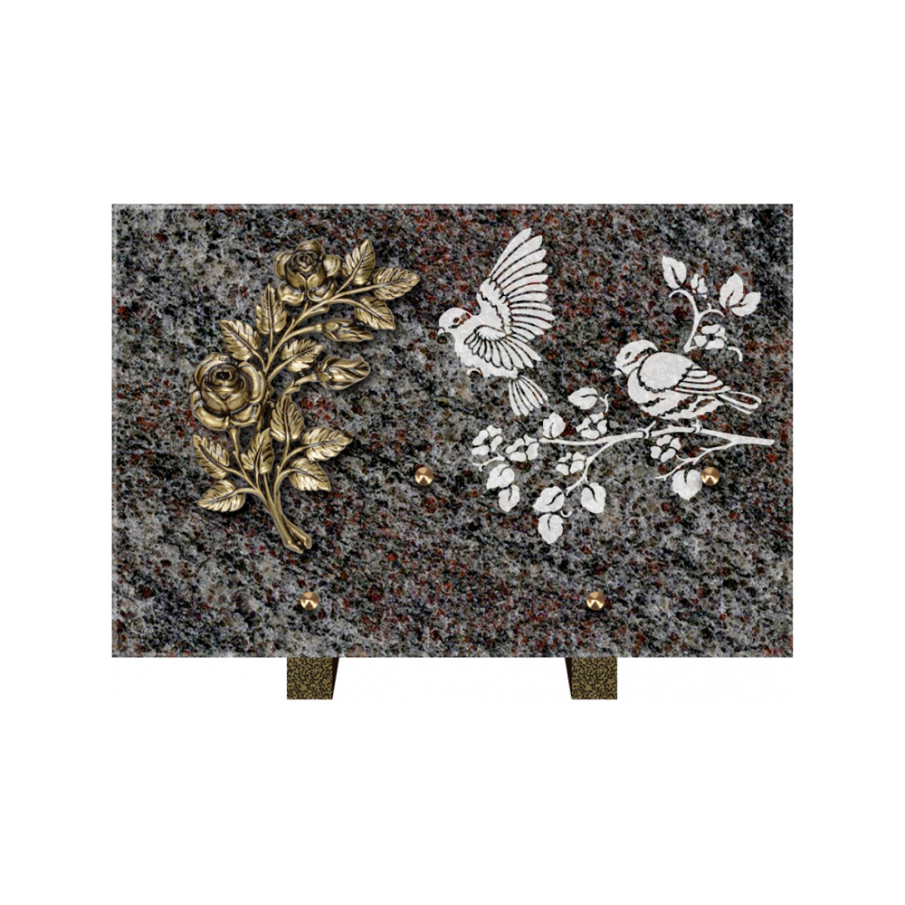 Plaque funéraire Rectangle 3 Granit Sablé 30x20 – Plaques Funéraires Créations® – vue complémentaire