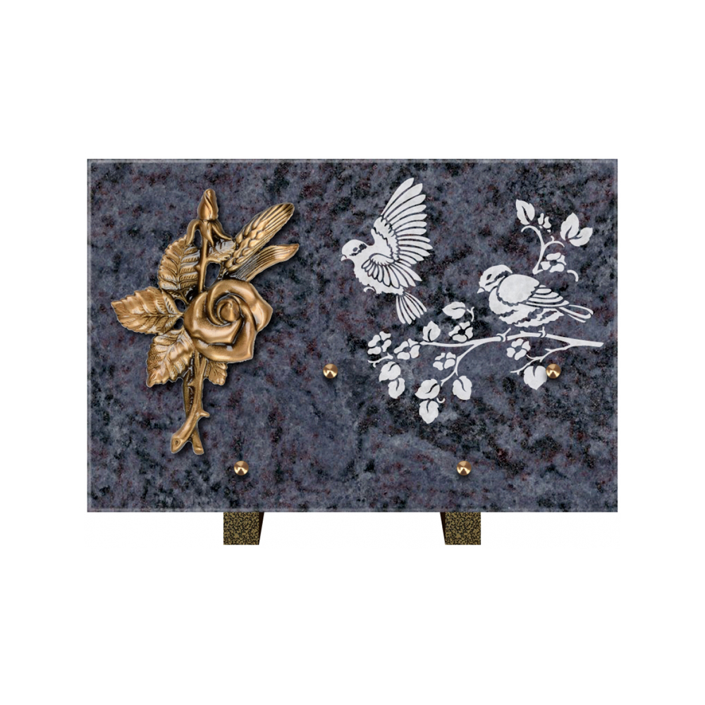 Plaque funéraire Rectangle 3 Granit Sablé 30x20 – Plaques Funéraires Créations® – vue complémentaire