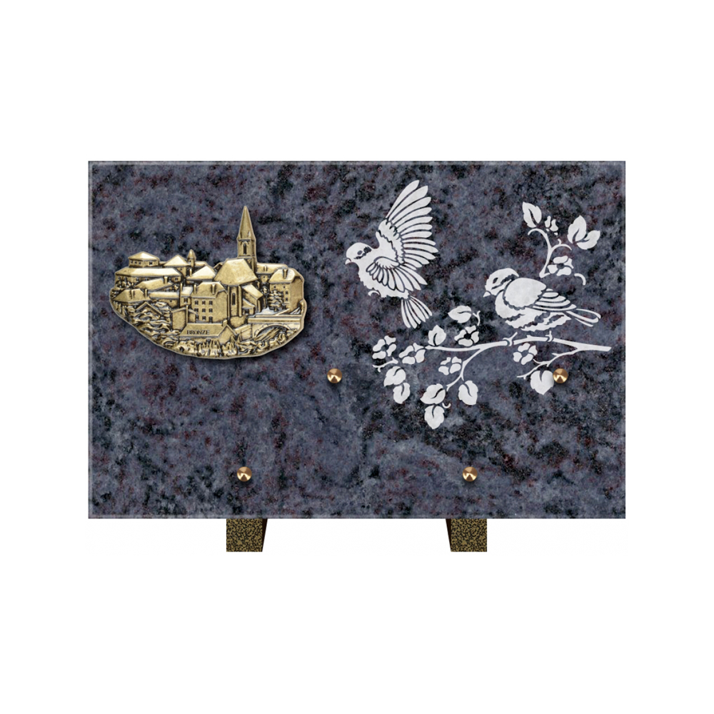 Plaque funéraire Rectangle 3 Granit Sablé 30x20 – Plaques Funéraires Créations® – vue complémentaire
