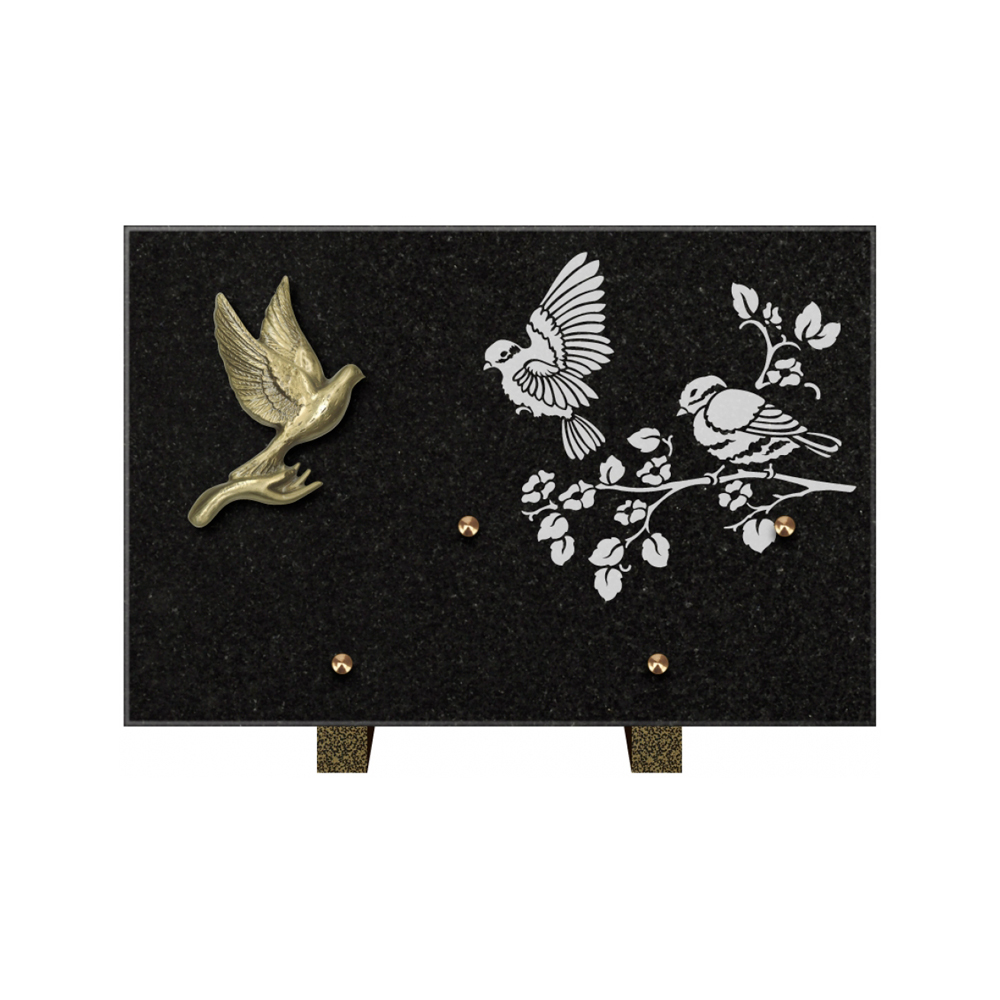 Plaque funéraire Rectangle 3 Granit Sablé 30x20 – Plaques Funéraires Créations® – vue complémentaire