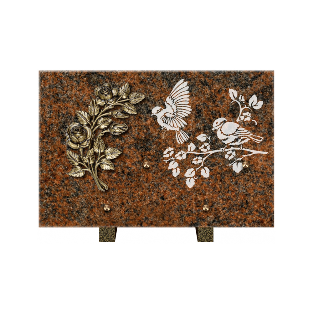 Plaque funéraire Rectangle 3 Granit Sablé 30x20 – Plaques Funéraires Créations® – vue complémentaire