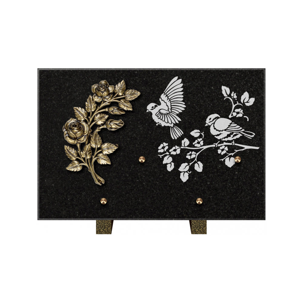 Plaque funéraire Rectangle 3 Granit Sablé 30x20 – Plaques Funéraires Créations® – vue complémentaire