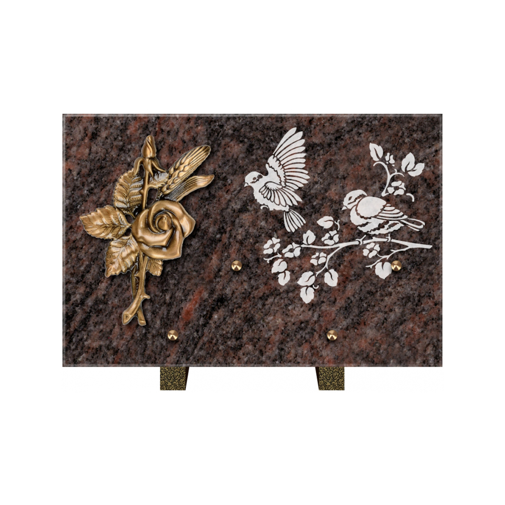 Plaque funéraire Rectangle 3 Granit Sablé 30x20 – Plaques Funéraires Créations® – vue complémentaire