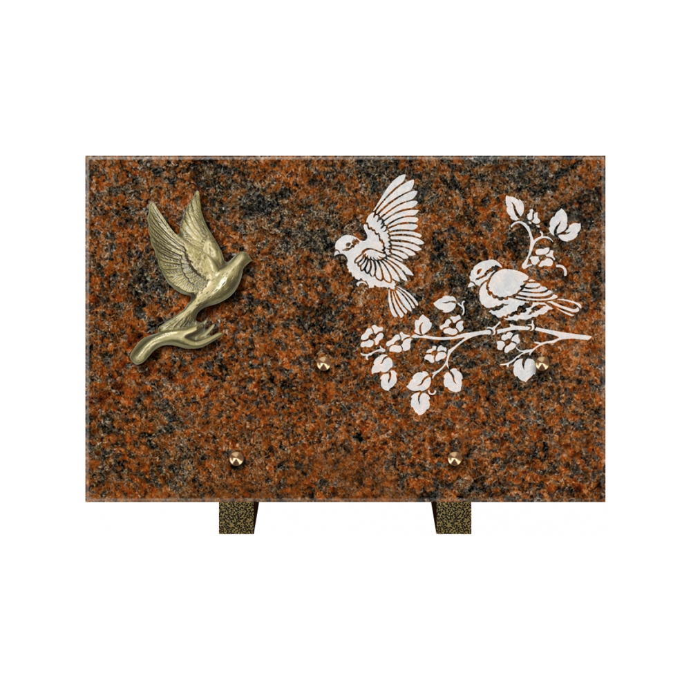 Plaque funéraire Rectangle 3 Granit Sablé 30x20 – Plaques Funéraires Créations® – vue complémentaire